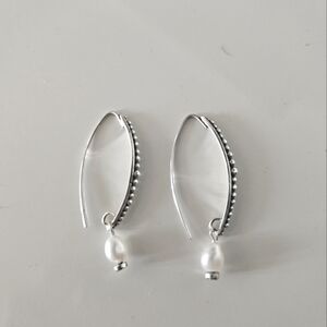 Elegant Silver and White Pearl Earrings
